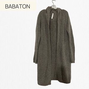 The Group BABATON Beautiful Soft Merino Wool Hooded Taupe Sweater Jacket Medium